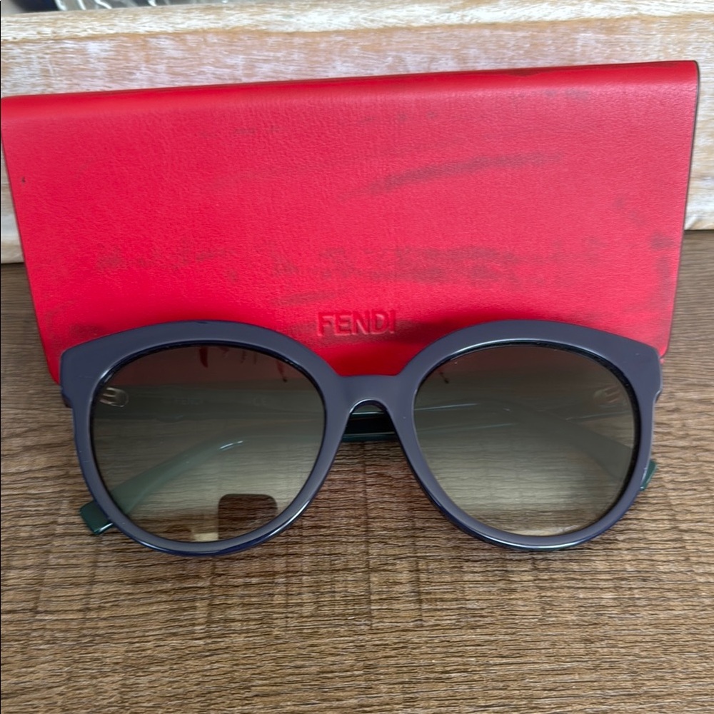 Fendi Blue Sunglasses with Red Case
